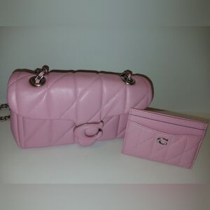 Coach Quilted Tabby 20 Pink Bag With Card Holder